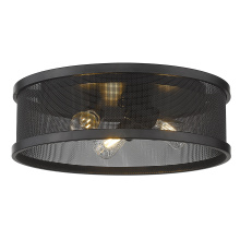 Golden 3168-FM15 BLK-BLK - Golden Lighting Channing 3-light Flush Mount in Matte Black
